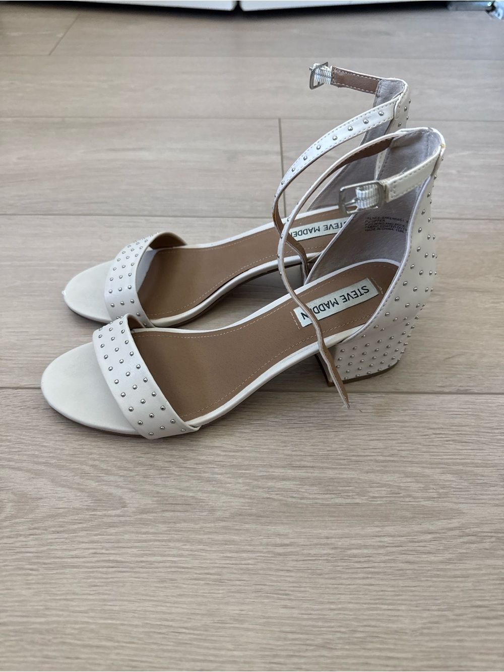 Steve Madden Ivory Studded Wedge Sandals